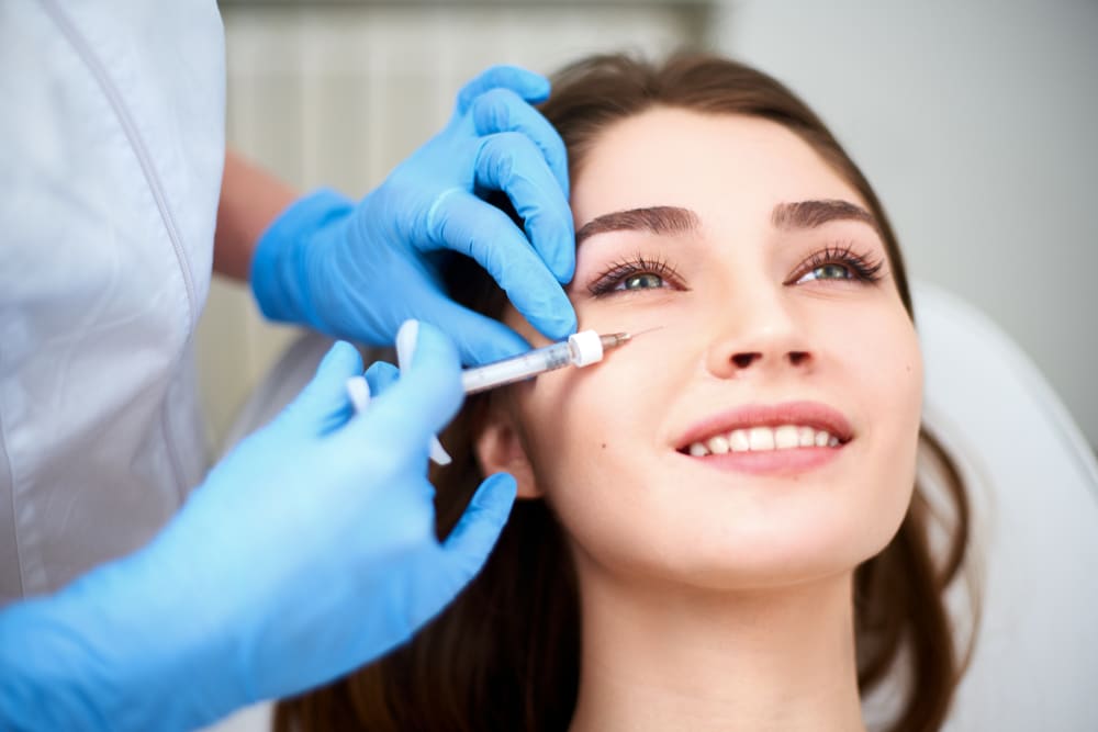 Woman getting under-eye filler in Tuscaloosa, AL